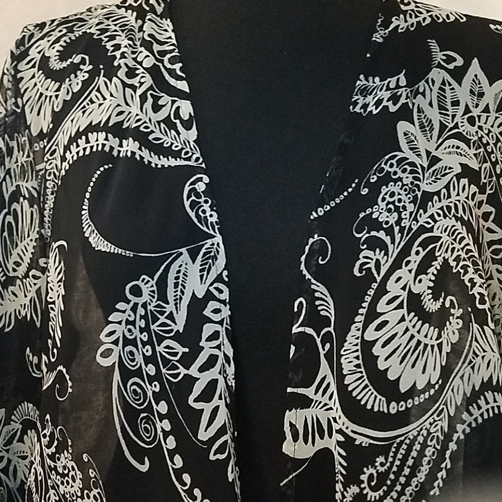 Style & Co Navy blue and white sheer shrug Size M/L - Picture 2 of 8